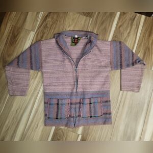 Small Vintage Women's Curlew Weavers Welsh Zip-up Wool Sweater